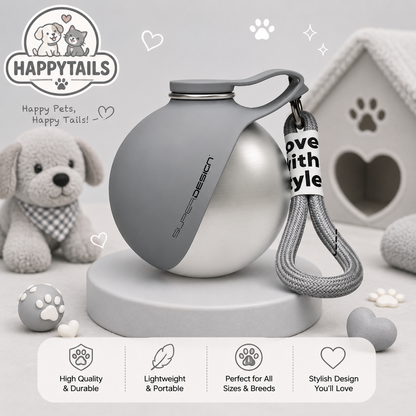 HAPPYTAILS PawGo™ Travel Bottle Stainless Steel Water Cup with Bowl 304 Stainless Steel Safe Food-Grade Silicone